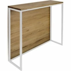 Meilleure affaire 🎁 BOX FURNITURE Comptoir Icub Style Industriel 120x30x110 Blanc – Vieilli - Blanc 💯 -Table haute Boutique 68415206 3