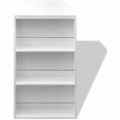 Coupon 🤩 Table De Bar MDF Avec Casier à Bouteilles Blanc Haut Brillance VidaXL 🛒 -Table haute Boutique 733334 4