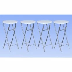 Meilleur prix ⭐ VidaXL Table De Bar 4 Pcs Avec Dessus De Table En MDF Blanc - Blanc ✨ -Table haute Boutique 734983 2