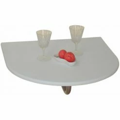 Bon marché 😉 DéCOSHOP26 Table Pliante Murale Demi-ronde En MDF Blanc - Blante 🧨