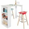 Meilleure vente 👏 Table Haute De Bar Mange-debout Cuisine Avec Rangements– Blanc FWT17-W SoBuy® 💯 -Table haute Boutique 8039502 1