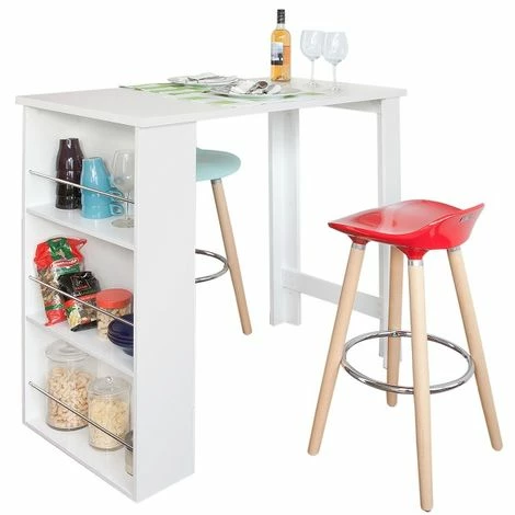 Meilleure vente 👏 Table Haute De Bar Mange-debout Cuisine Avec Rangements– Blanc FWT17-W SoBuy® 💯 3 Meilleure vente 👏 Table Haute De Bar Mange-debout Cuisine Avec Rangements– Blanc FWT17-W SoBuy® 💯