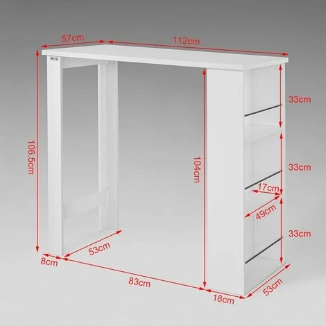 Meilleure vente 👏 Table Haute De Bar Mange-debout Cuisine Avec Rangements– Blanc FWT17-W SoBuy® 💯 4 Meilleure vente 👏 Table Haute De Bar Mange-debout Cuisine Avec Rangements– Blanc FWT17-W SoBuy® 💯 – Image 2