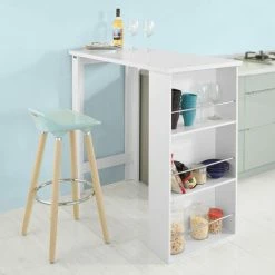 Meilleure vente 👏 Table Haute De Bar Mange-debout Cuisine Avec Rangements– Blanc FWT17-W SoBuy® 💯 9 Meilleure vente 👏 Table Haute De Bar Mange-debout Cuisine Avec Rangements– Blanc FWT17-W SoBuy® 💯 -Table haute Boutique 8039502 3