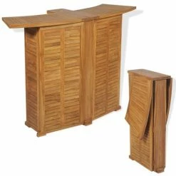 Vente flash 🧨 VidaXL Table Pliable De Bar 155x53x105 Cm Bois De Teck Solide - Brun ❤️