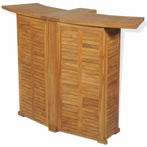 Vente flash 🧨 VidaXL Table Pliable De Bar 155x53x105 Cm Bois De Teck Solide - Brun ❤️ 4 Vente flash 🧨 VidaXL Table Pliable De Bar 155x53x105 Cm Bois De Teck Solide - Brun ❤️ – Image 2