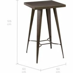 Le moins cher ⭐ RENDEZ VOUS DéCO Table De Bar Indus En Métal - Gris 🤩 -Table haute Boutique 8328881 4