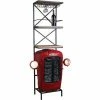 Budget 🛒 AUBRY GASPARD Meuble Bar Tracteur En Acacia Et Métal Rouge - Rouge 🥰 -Table haute Boutique 8563802 1