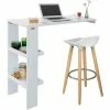 Vente flash 🔥 Table De Bar Murale Table Haute De Bar Mange-Debout Cuisine Avec 2 étagères De Rangement – Blanc FWT55-W SoBuy® 😀 -Table haute Boutique 9501699 1