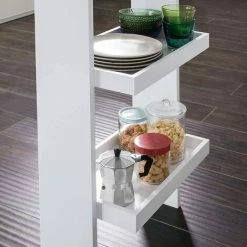 Vente flash 🔥 Table De Bar Murale Table Haute De Bar Mange-Debout Cuisine Avec 2 étagères De Rangement – Blanc FWT55-W SoBuy® 😀 -Table haute Boutique 9501699 5