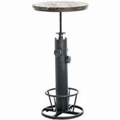 Nouveau ❤️ DéCOSHOP26 Table Haute Table De Bar Style Industriel Hauteur Réglable Repose-pieds Argenté - Argentéer 💯